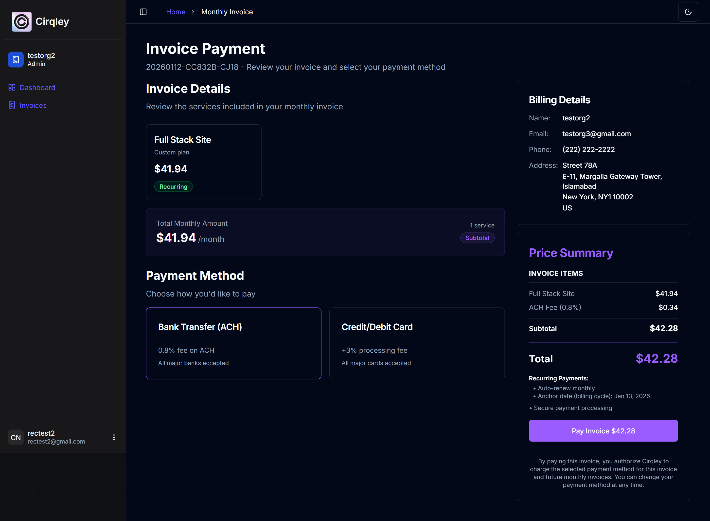 Cirqley Pay - Multi-Tenant Billing & Analytics Das - Project image 4